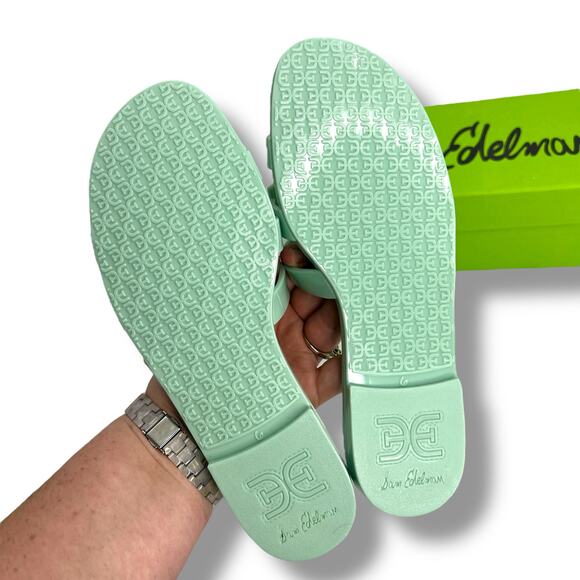 NEW Sam Edelman Mint Jelly Sandals Size 6 Green Blue Seafoam Slides Flats NWT - Picture 5 of 10